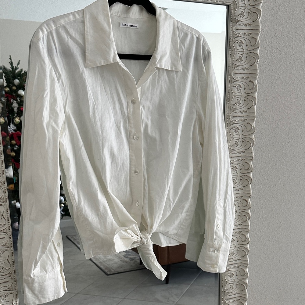 Reformation White/Cream Button-Down Shirt